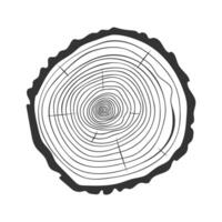 Tree rings icon. Trunk cross section outline texture. Dendrochronology method to determine tree age. Wooden surface doodle stamp vector