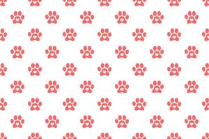 Dog or cat paw print with heart inside seamless pattern. Animals footprint background. Scrapbooking or wrapping paper, fabric design vector