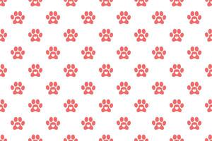 Dog or cat paw print with heart inside seamless pattern. Animals footprint background. Scrapbooking or wrapping paper, fabric design vector