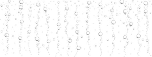 Transparent bubbles background. Fizzy drink, carbonated water, seltzer, beer, soda, champagne or sparkling wine texture. Underwater air stream in ocean, sea or aquarium vector