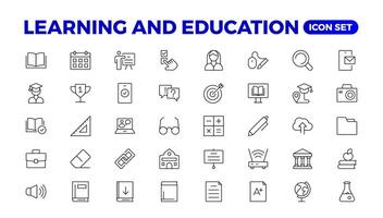 Education Learning thin line set. Back to school icon set with different icons related to education, success, academic subjects, and more. Education, School, editable stroke icons. vector