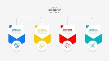 Four Step Infographic element design template for presentation. process diagram and presentations step, workflow layout, banner, flow chart, info graphic illustration. vector