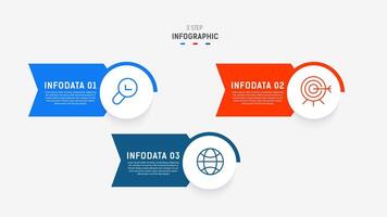 Three Step Infographic label design template with line icons. process steps diagram, presentations, workflow layout, banner, flow chart, info graph illustration. vector