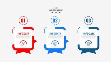 Three Step Infographic label design template with line icons. process steps diagram, presentations, workflow layout, banner, flow chart, info graph illustration. vector