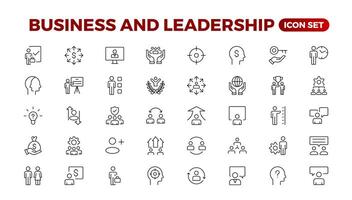 Business people line icons collection. Teamwork, goal, education, skills, career icons. UI icon set. Thin outline pack.management, administration, supervision, leadership, business. Outline icon set. vector
