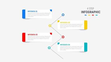 cuatro paso infografía elemento diseño modelo para presentación. proceso diagrama y presentaciones paso, flujo de trabajo disposición, bandera, fluir cuadro, informacion gráfico ilustración. vector