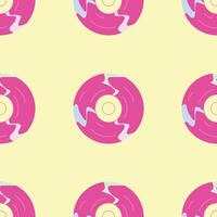 Seamless pattern in 90s style. Pink Disk from the era of the 90s and 80s. Retro badges, patches for your design. illustration. vector