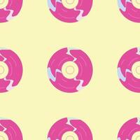 Seamless pattern in 90s style. Pink Disk from the era of the 90s and 80s. Retro badges, patches for your design. illustration. vector