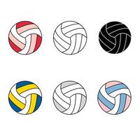 volleyball outline icons set vector