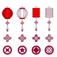 Traditional chinese and japanese decorative celebration ornaments collection icon set vector