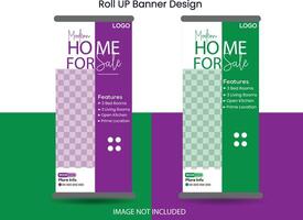 Real state roll up banner design template vector