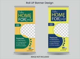 Real state roll up banner design template vector