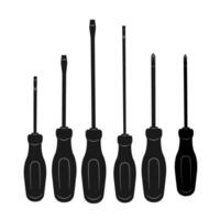 Set of Flat and Cross Head Screwdriver vector