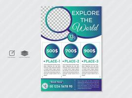 Creative Travel agency advertisement flyer design template vector