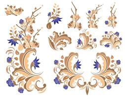 decorativo floral Clásico marcos y fronteras colocar. diseño. floral ornamento. vector