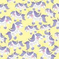 Unicorn . seamless pattern with cute unicorns on yellow background vector