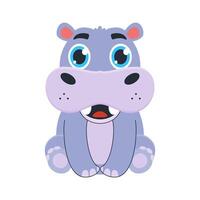 cute hippopotamus cartoon character illustration flat design vector