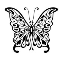 Silhouette of black butterfly. Tattoo butterfly. vector