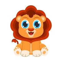 cute lion cartoon character illustration flat design vector
