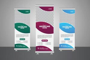 Contemporary house for sale is a roll-up banner template for your real estate company, editable file format. vector