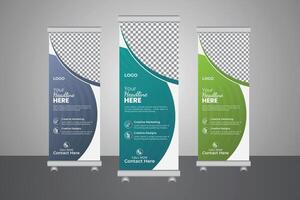 Beautiful and sophisticated roll-up banner template, with adjustable layout for innovative marketing vector