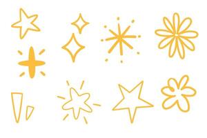 Various star and sparkle doodle hand drawn for element and illustration vector