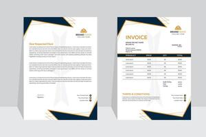 Innovative, contemporary, distinct, neat, and polished business letterhead and invoice template design for a corporate organization with bundles of color and concept variations. vector
