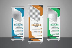 A set of roll-up banners, pop-up banners, creative banners, corporate banners, and banner AI vector