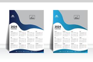 2024 única página pared calendario diseño con 12 meses para tu negocio vector