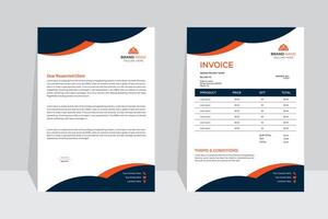 Contemporary template design for corporate letterhead and invoice. neat, business-casual letterhead and invoice for a corporation. vector