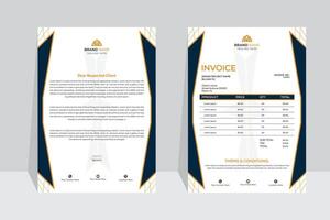 Innovative, modern, unique, tidy, and professional business letterhead and invoice template design with lots of color and concept variations for a corporate company. vector