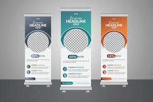 A collection of pop-up, roll-up banner, corporate, creative, and banner AI banners vector