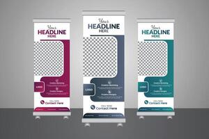 Creative Innovative leaflet-editable business template setup for roll-up banner, ads banner template vector