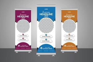 Roll-up banner template for your business advertising, Roll up ads leaflet-editable business template arrangement vector