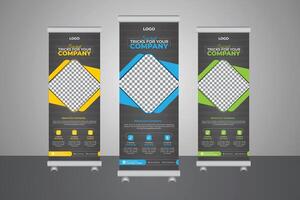 With creative background a modern roll up banner design template vector