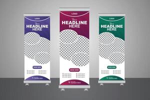 Roll up ads leaflet editable business template arrangement vector