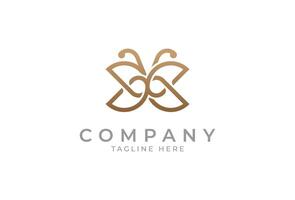 Buterfly logo design , elegant monoline butterfly logo design with gold color, usable for brand and business logos, flat design logo template element, illustration vector