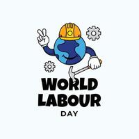 world labour day illustration with groovy style vector
