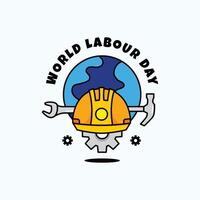 world labour day illustration with groovy style vector