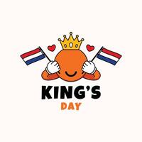 Kings day illustration with groovy style vector