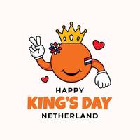 Kings day illustration with groovy style vector