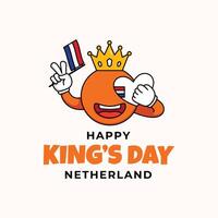Kings day illustration with groovy style vector