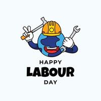 world labour day illustration with groovy style vector