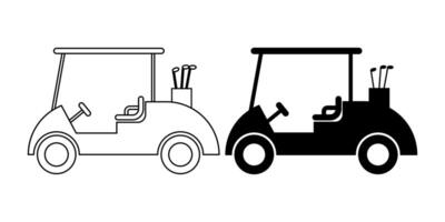 side view Golf cart icon set isolated on white ackground vector