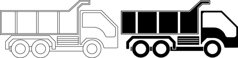 side view Dump truck icon set vector