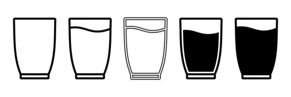 Water glass icon set isolated on white background vector