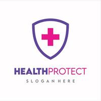 Health Protect With Shield Logo Design template icon illustration. vector