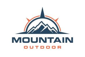 Compass with mountain Adventure logo design Template vector