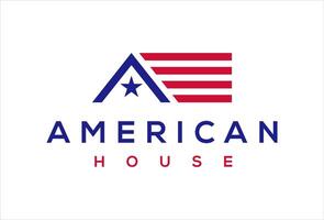 american flag house premium logo design template vector