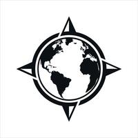 Brújula en el mundo icono logo modelo vector